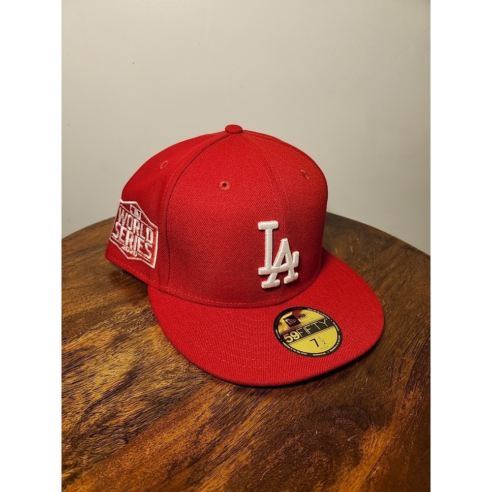 Los Angeles Dodgers Hat Fitted 7 1/2 Red New Era 59FIFTY 2020 World Series‎